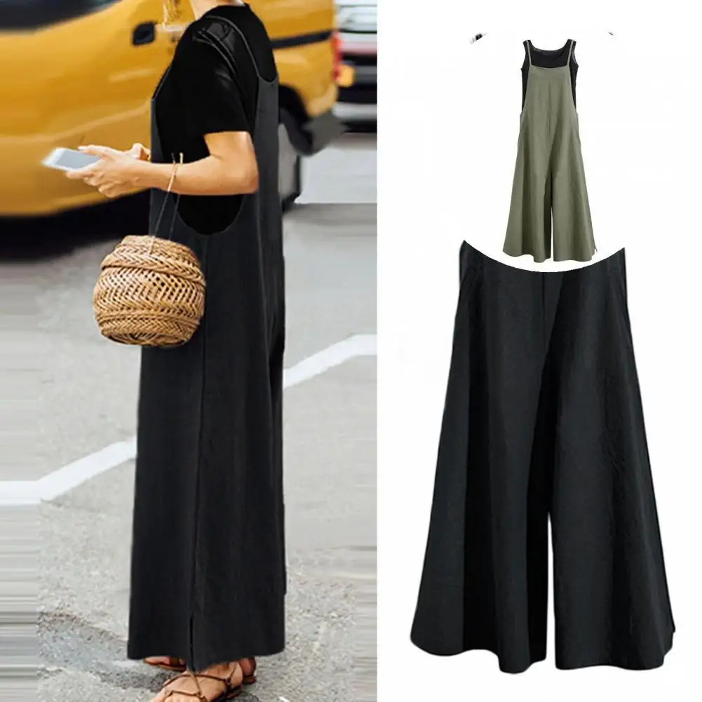 

Casual Jumpsuit Shoulder Strap Female Women Jumpsuit Full Length Loose-fitting Jumpsuit