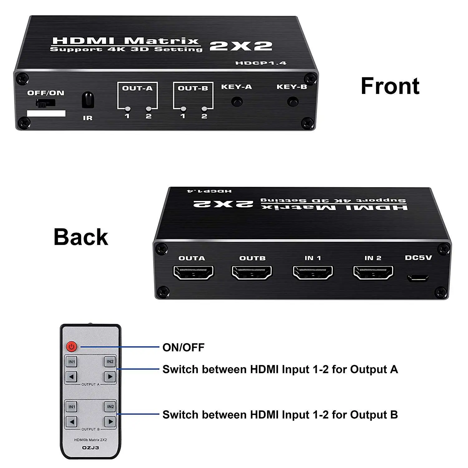 4K HDMI переключатель Матрица 2x2 матрица 2 в выхода разделитель преобразователь 60 Гц