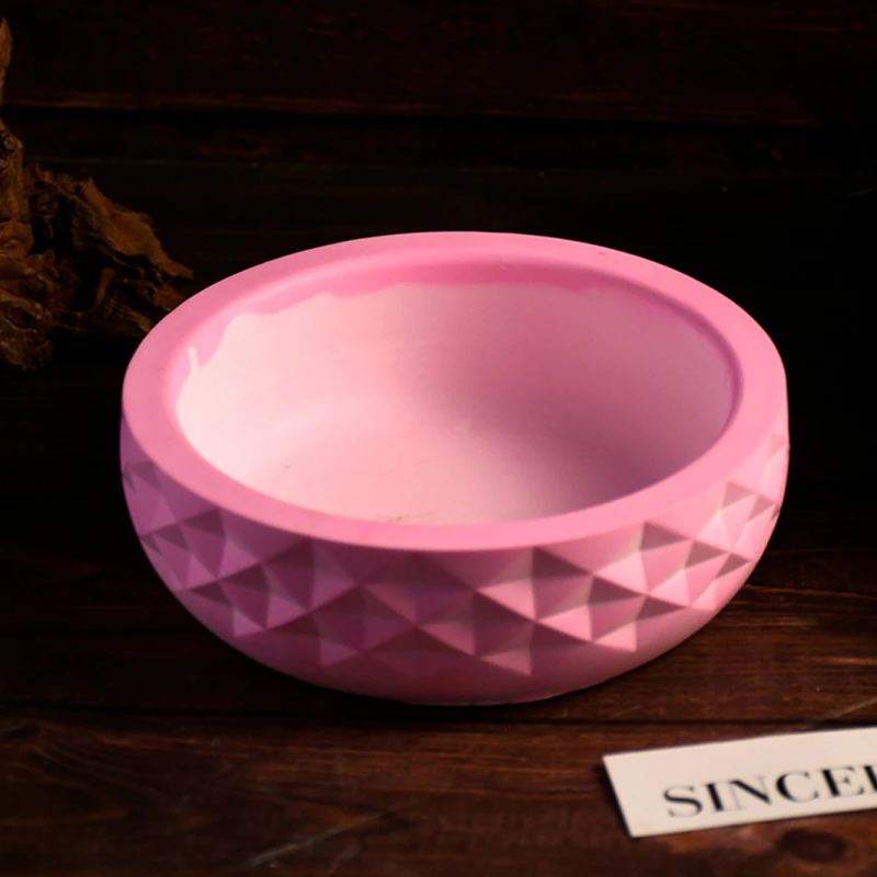 Большая круглая миска для хранения геометрический узор бетонный цветочный