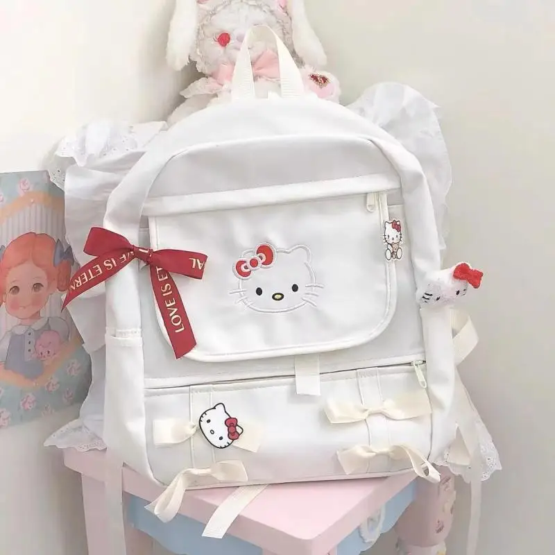 

2023 новый рюкзак Sanrios Hellokitty мультипликационный Kitty Pachacco универсальный рюкзак для кампуса для девушек вместительная Студенческая сумка для отдыха