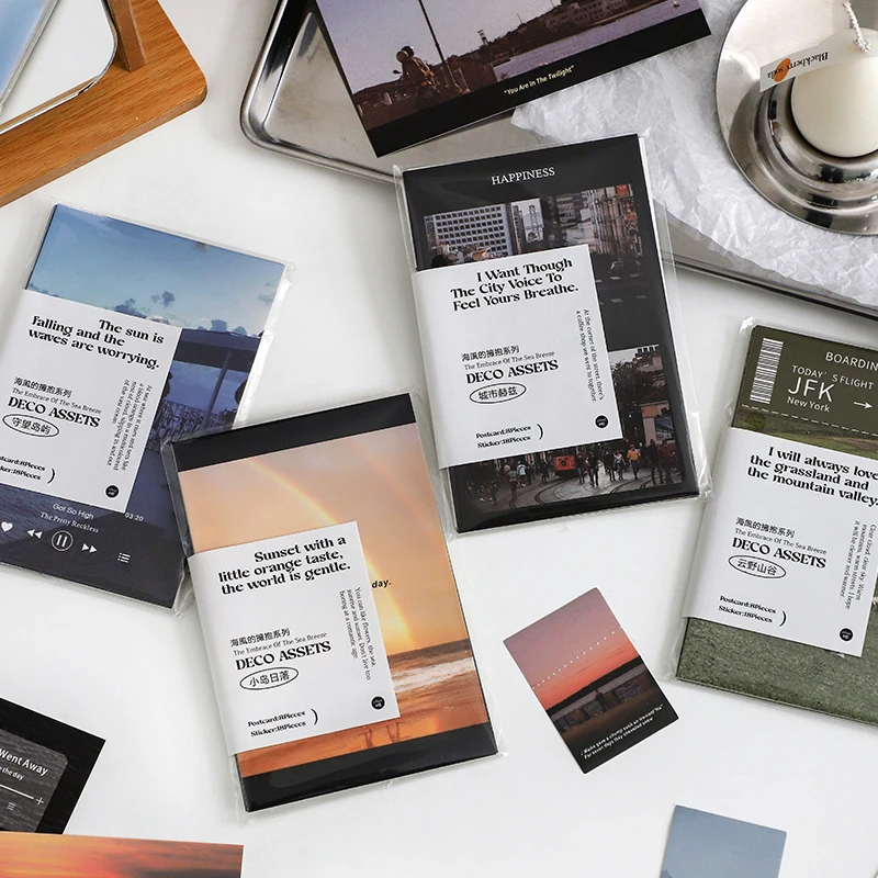 

Postcard And Stickers Set Aesthetic Journaling Agenda Diary Accessories Collage Sketchbook Material Travel Photo Album Craft Art