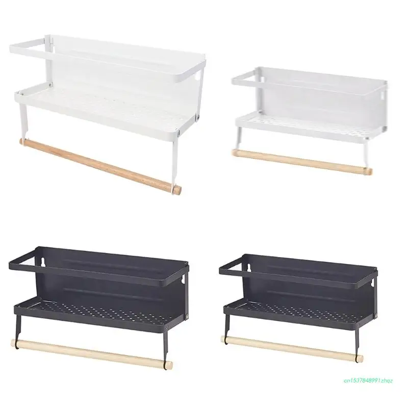 

Punch-free Wall Mounted Paper Roll Holder Durable Iron Shelf Towel Storage Rack Multipurpose Household Item Accessories