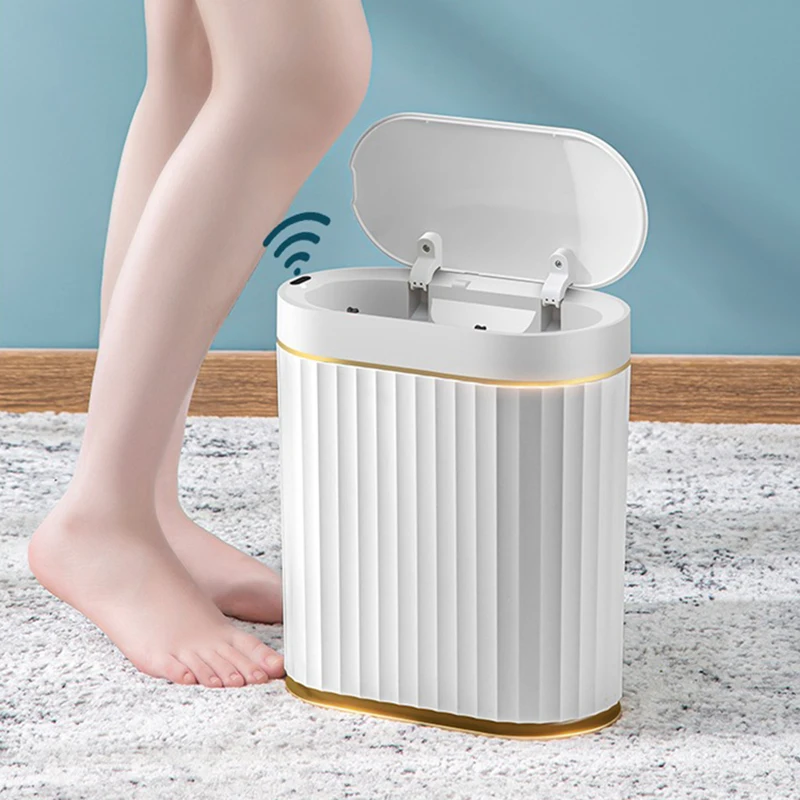 

Intelligent Induction Trash Can Is Used In Living Room Kitchen Bathroom Bathroom 7 9 12 15L Electric Trash Can With Cover
