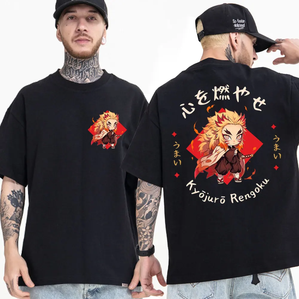 

Anime Demon Slayer Oversized T-shirt Print Retro Punk Gothic T Shirt for Men's Women's Summer 100% Cotton Short Sleeve Tee Shirt