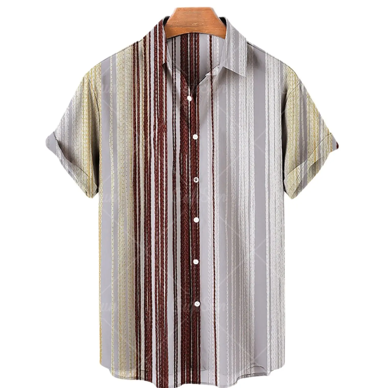

2022 Men's Lightweight Breathable Shirt Pinstripe Hawaiian Shirt Men's Summer Tops Casual Fashion Short Sleeve 5xl