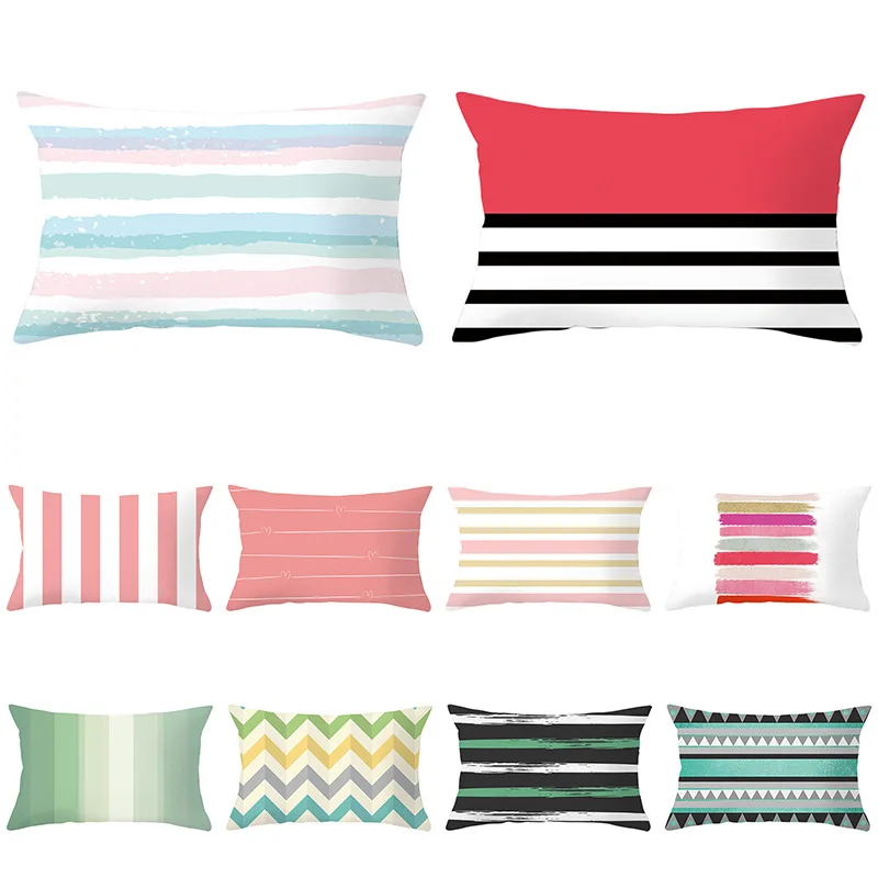 

Geometric Wave Decorative Pillowcase 30x50cm Cushion Covers Horizontal Stripes Pillows Rectangle Pillow Covers for Home Decor