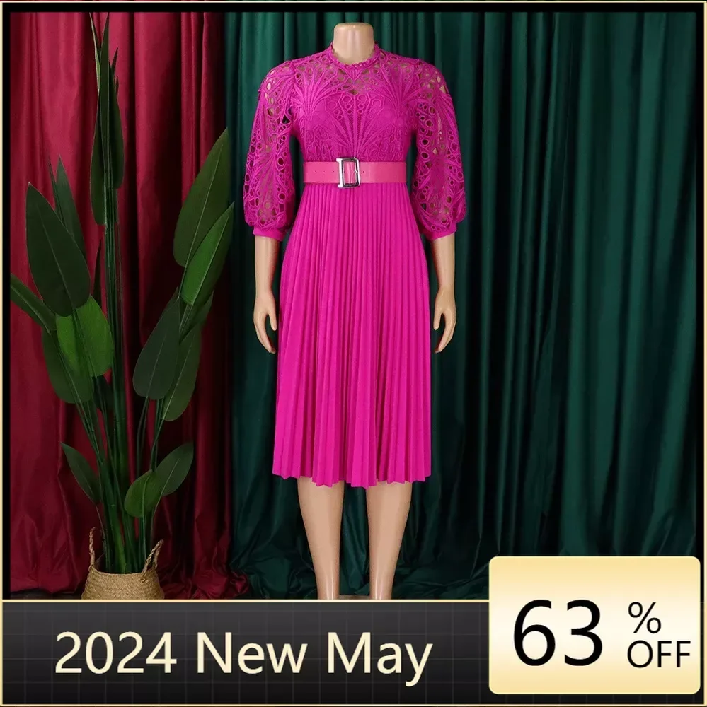 Роскошные кружевные платья для женщин 2024 новое элегантное вечернее платье с