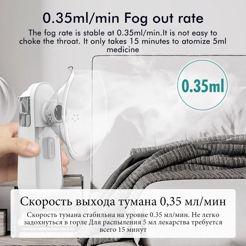 Медицинский медицинский небулайзер с бесшумной сеткой портативный ингалятор