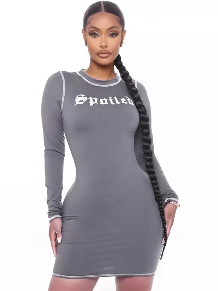 

Trendeez Casual Letter O-neck Sheath Mini Dress