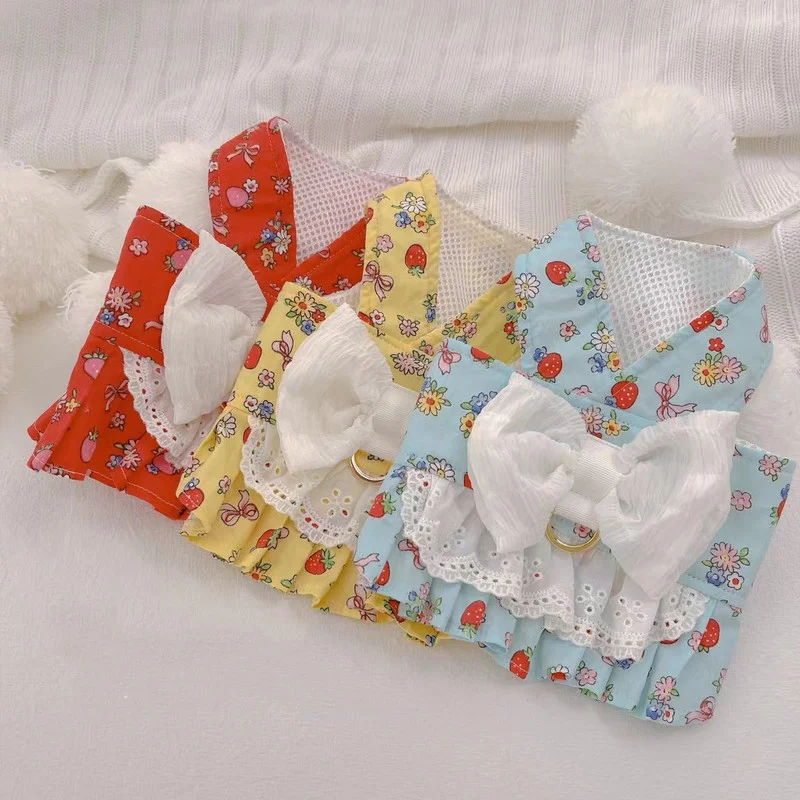 

Жилетка для домашних питомцев, сетчатая воздухопроницаемая веревка для маленьких и средних собак, кошек с милым принтом, одежда для собак