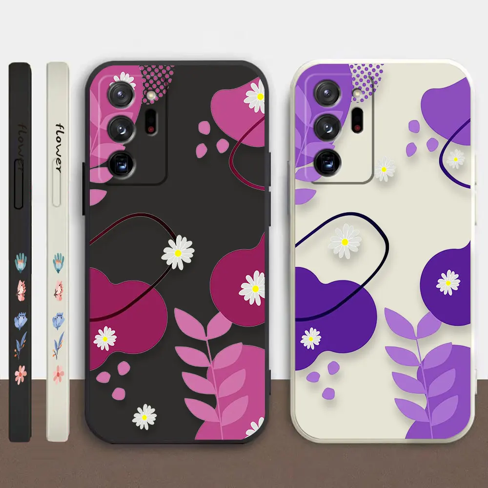 

Case For Samsung Galaxy A90 A80 A70 A60 A50 A40 A30 A20S A20 A10S Note 20 M33 Pro Plus Lite Ultra 4G 5G Case Red Purple Flowers