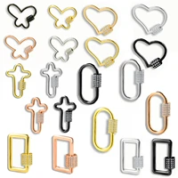 diy heart geometric pendant carabiners decorative screw lock clasp cz zirconia accessories for handmade jewelry making supplies