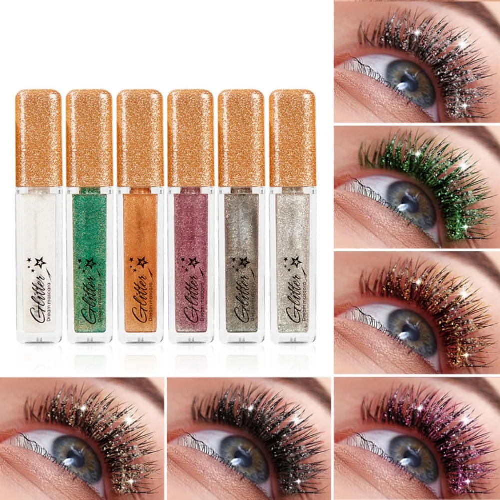 6ml Eye Mascara Glitter Sparkle Makeup Eyelashes Length Extend Maquiagem Waterproof Silk Smooth Diamond Party Club Starry Beauty