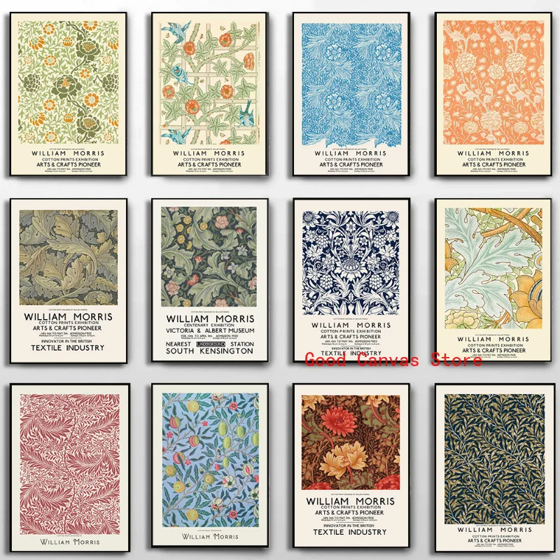 Картина на холсте Вильям Морриса Листьев цветов растений скандинавские постеры