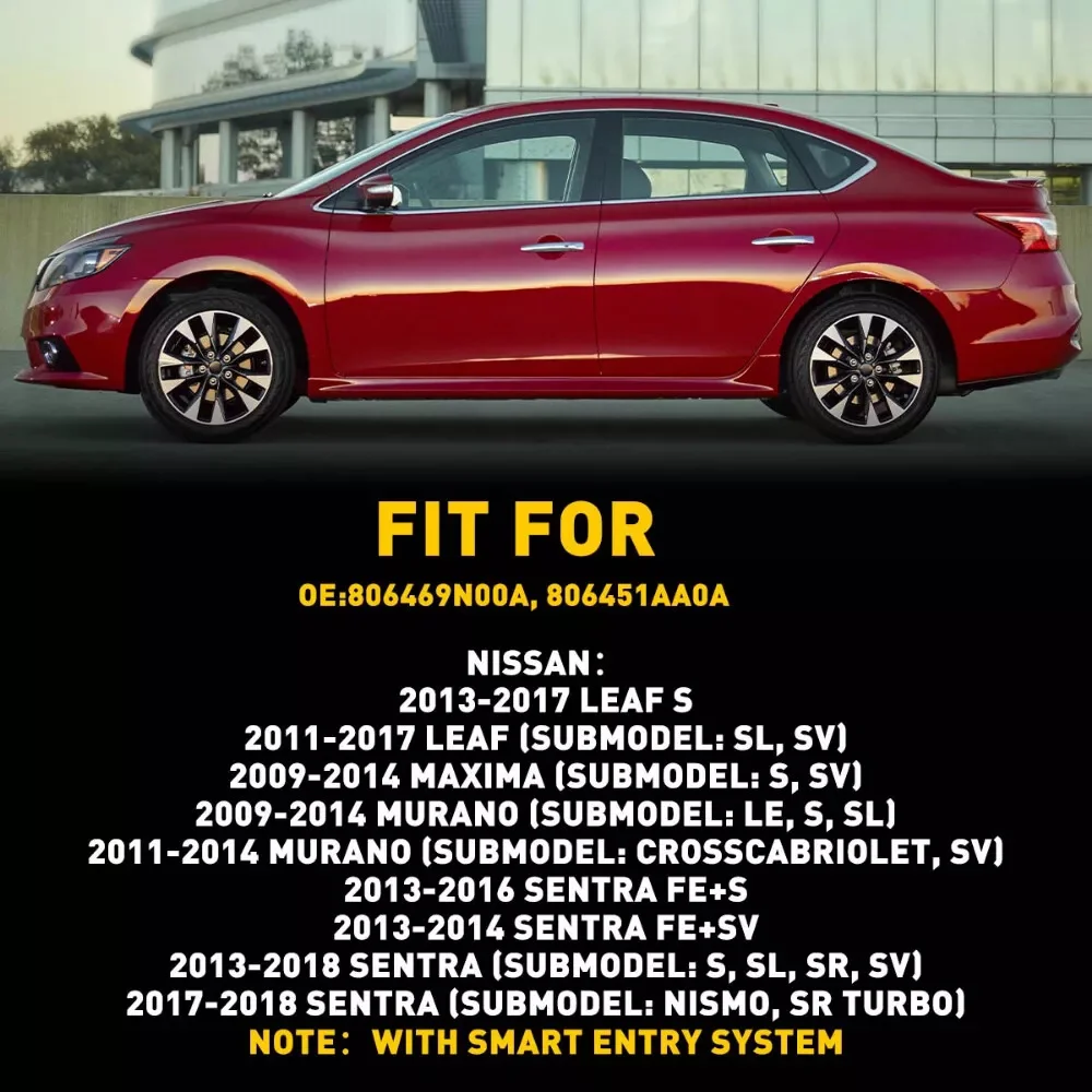 Передняя левая (водительская) Боковая дверная ручка для Nissan 2013-2018 Sentra S SL SR SV 806469N00A