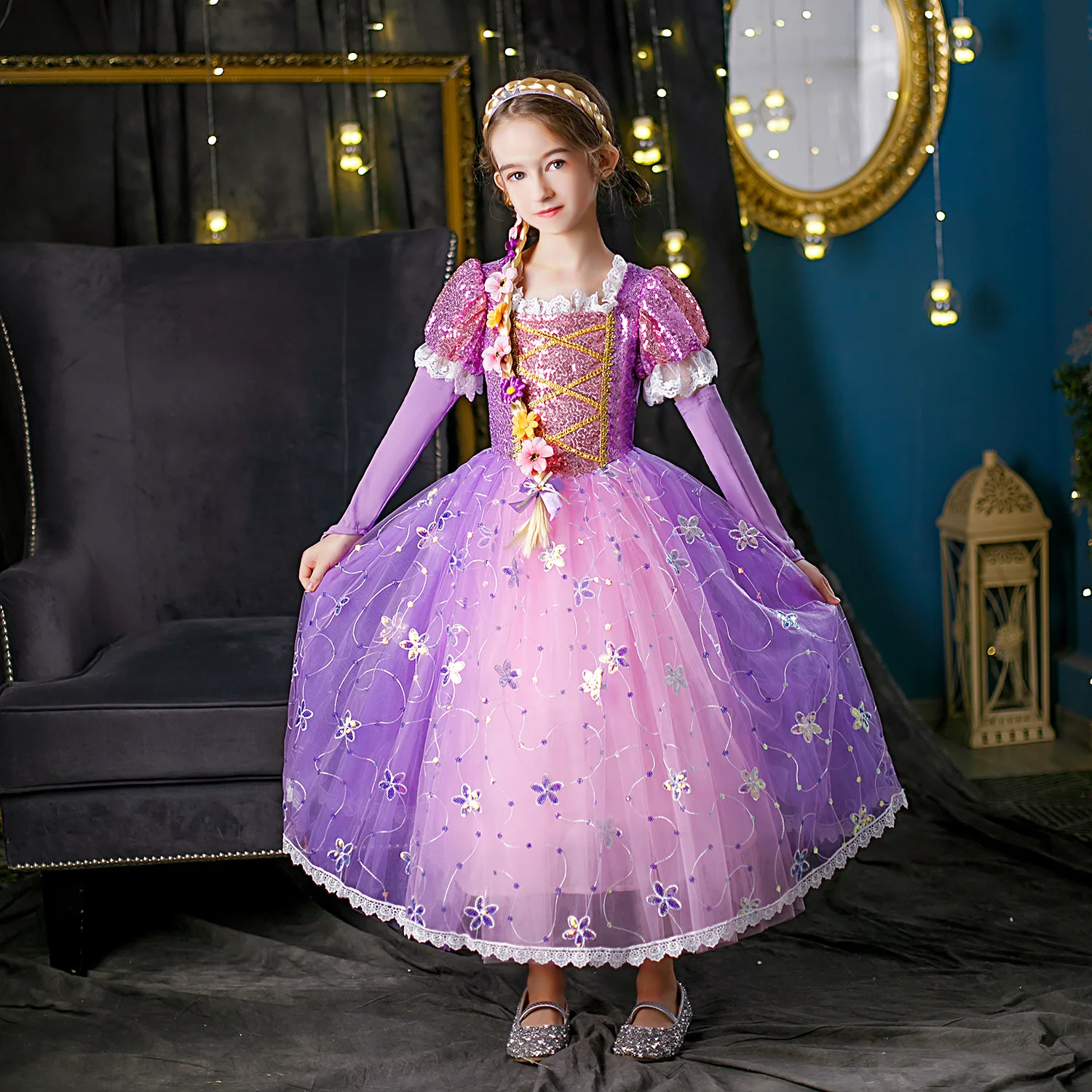 

Christmas Rapunzel Dress Snow White Dress for Girl Kids Halloween Costume