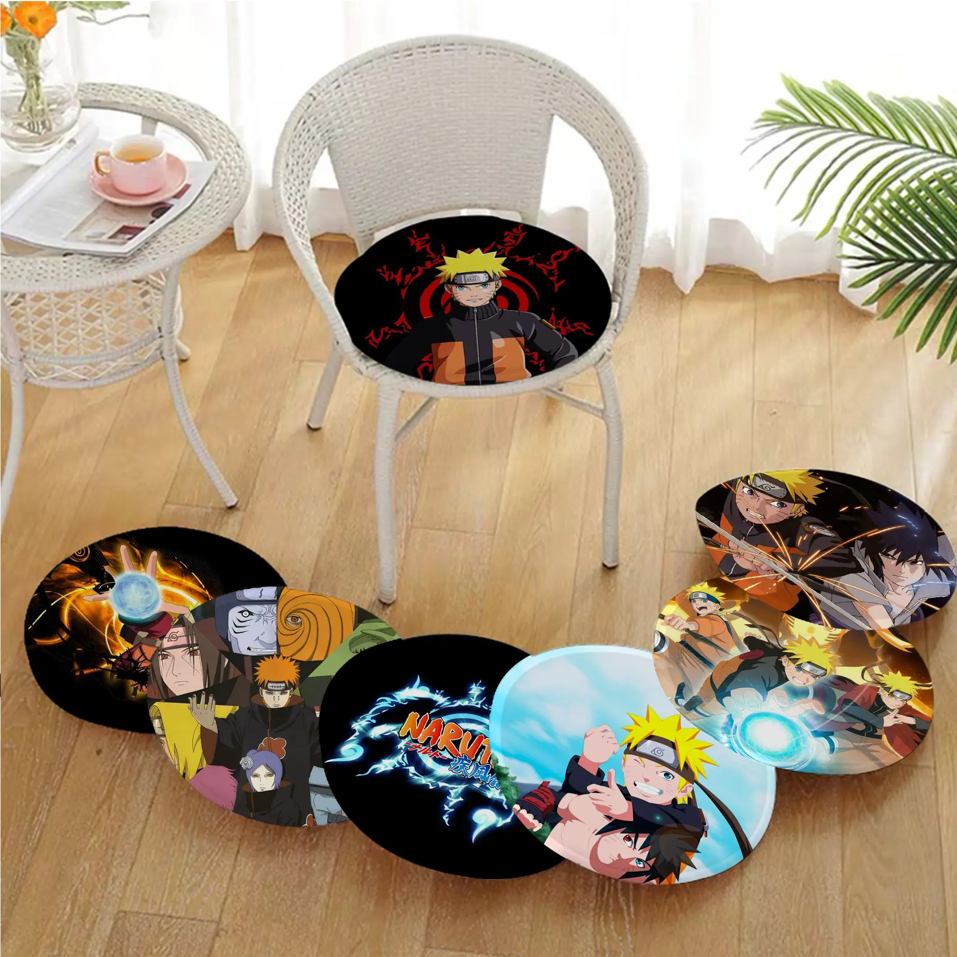 

BANDAI Naruto Anime Round Plush Cushion Home Back Cushion Soft Comfortable 50x50cm Chair Cushions