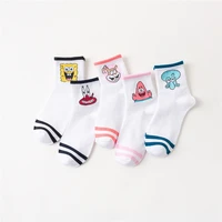 happy funny women socks cartoon spongebob socks japanese fashion white socks harajuku cotton anime novelty socks christmas gift