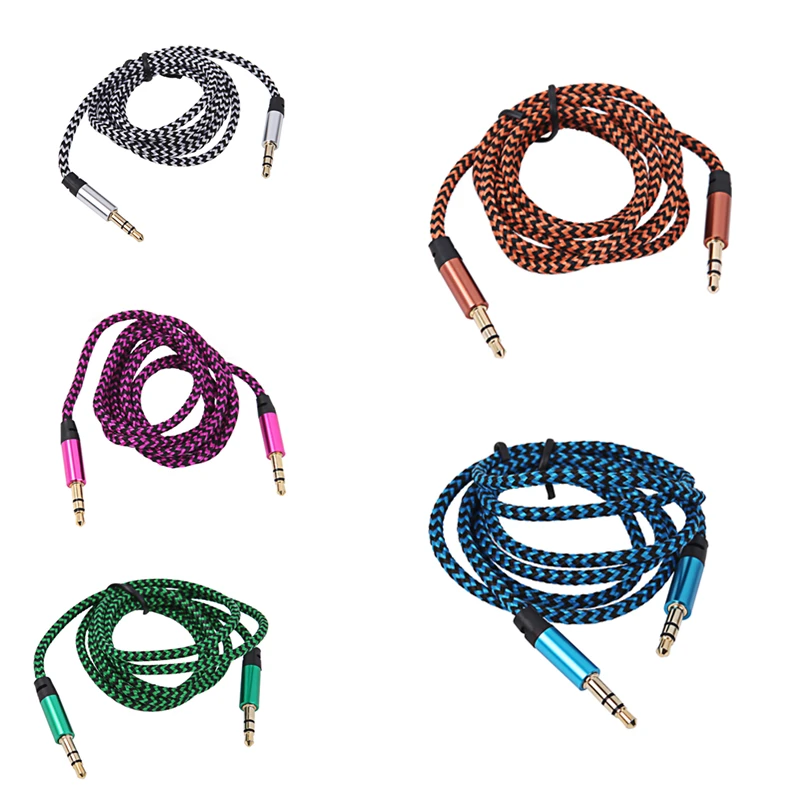 

1-3PACK 3.5mm Aux Audio Cable Nylon Braided Male To Male Jack Auxiliary Cord Durable Cord in Car For iPhone Xiaomi Huawei 1M