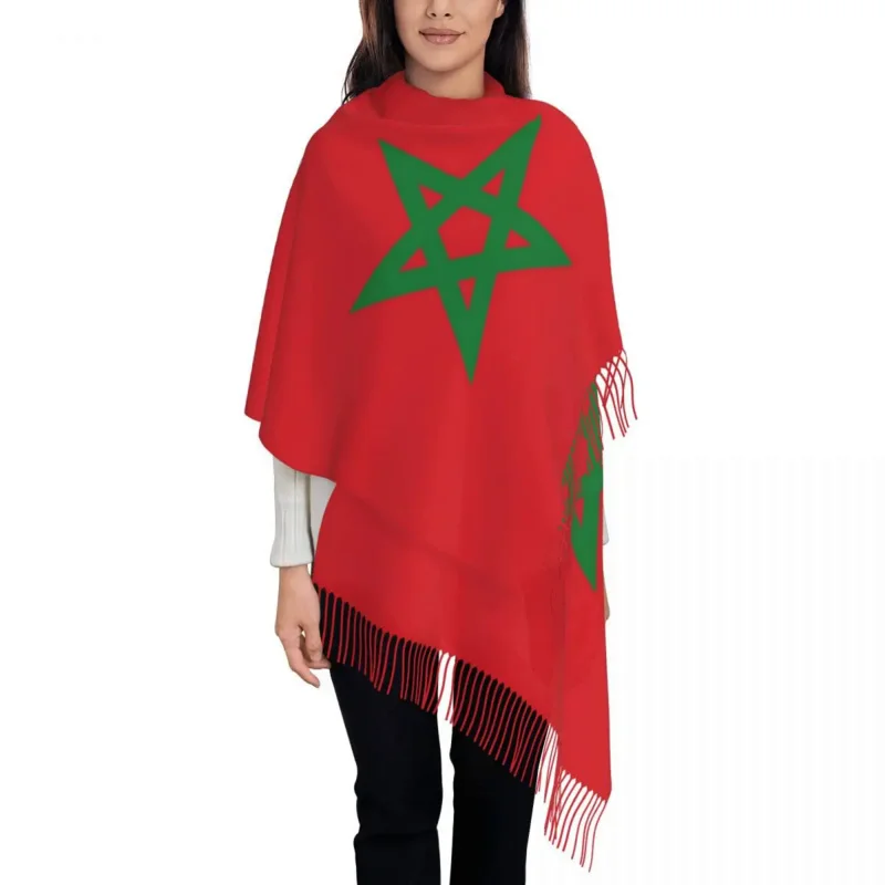 

The Flag Of Morocco Tassel Scarf Women Soft Shawl Wrap Female Winter Scarves