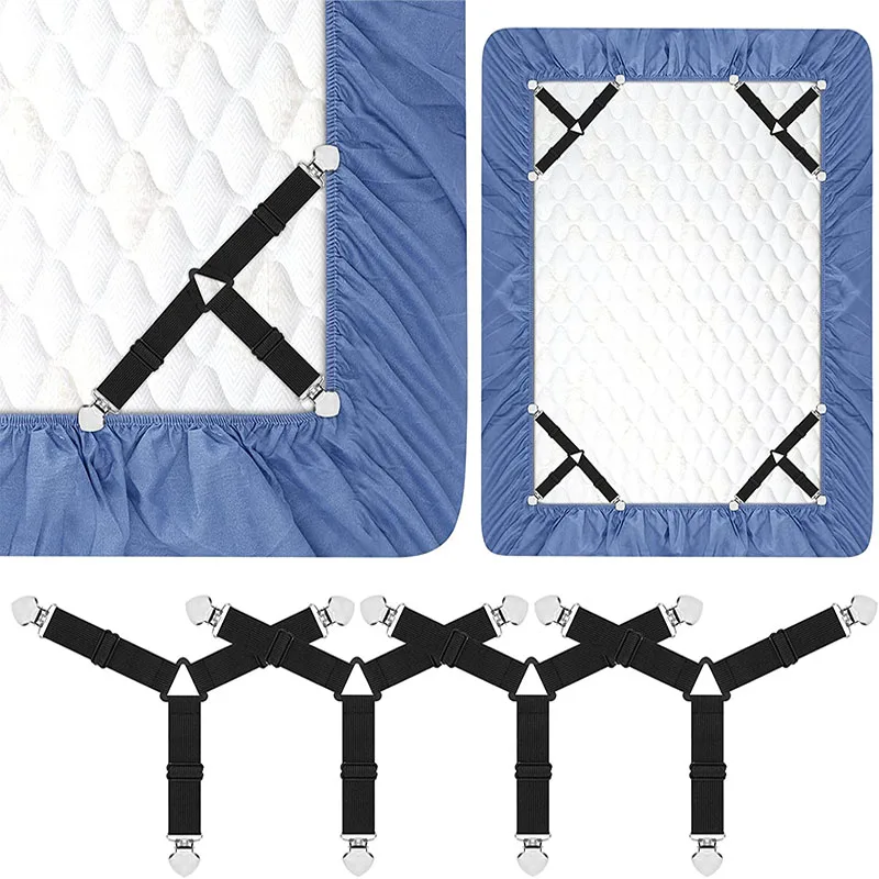 

Bed Mattress Clips Blankets Elastic Textiles Organize Gadgets Belt Cover Bed Sheet Holder Grippers Sheet Quilt 4pcs/set Fastener