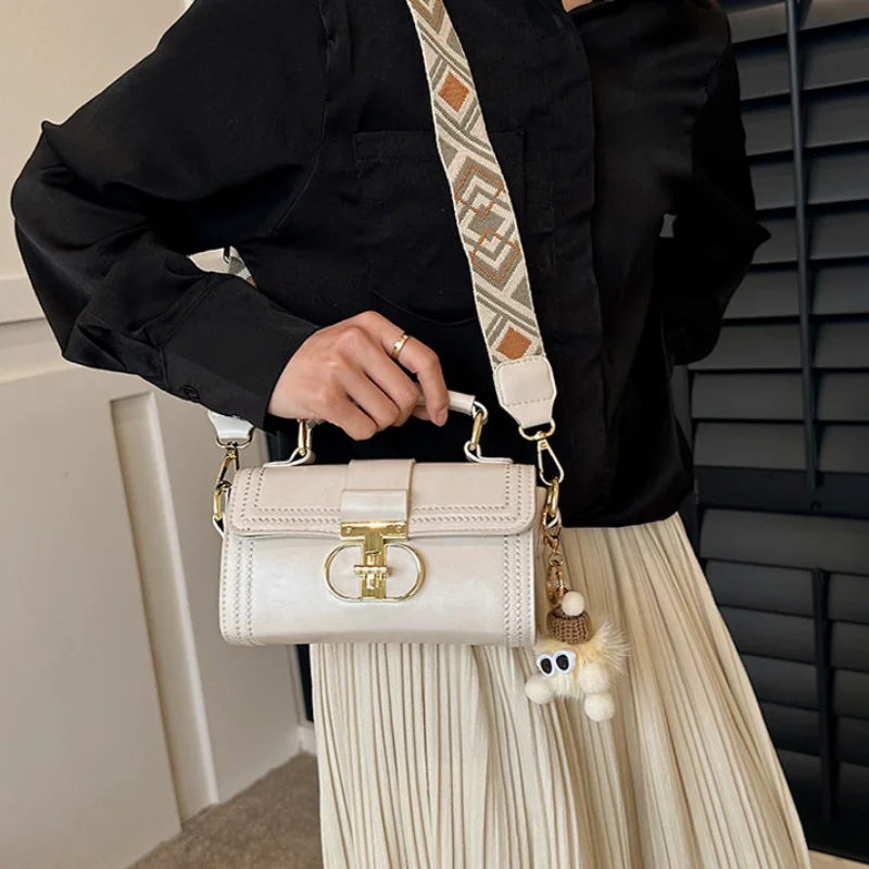 Women's PU Small Travel Underarm Crossbody Hand Bags Sewing Thread Solid Color Wide Shoulder Square Handbags for  сумка  الحقيبة