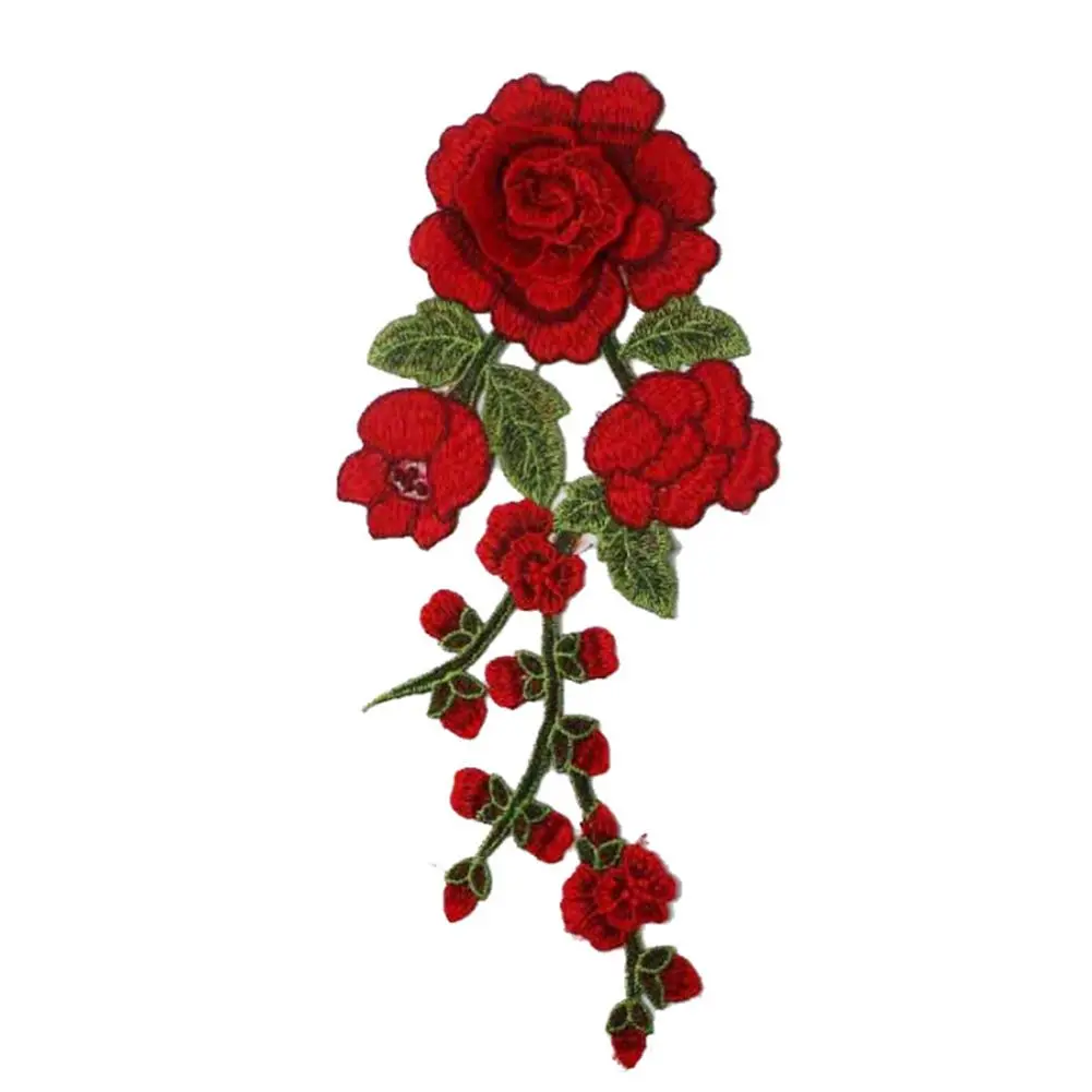 Patches Floral Sewing Clothing Accessories Clothes Sticker Long String Flowers Embroidery Patches Iron On Patch