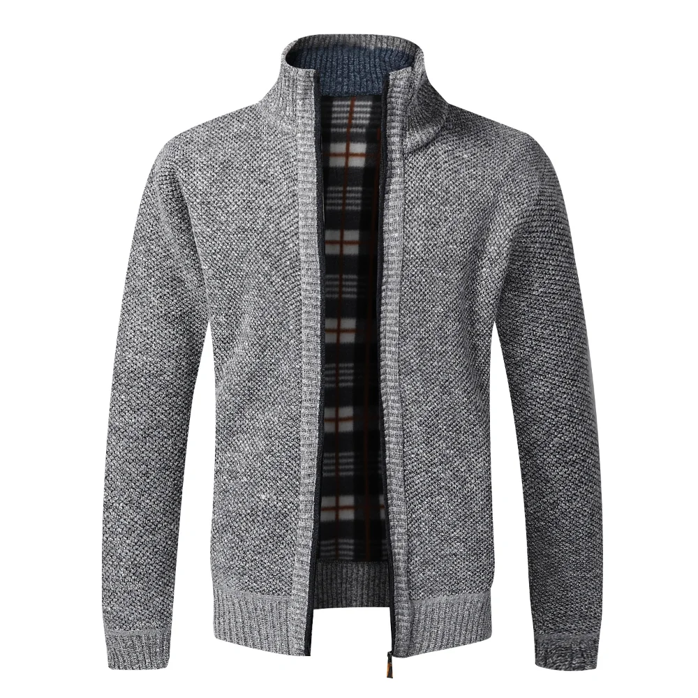 

Winter Thick Men Knitted Sweater Coat Off Long Sleeve Cardigan Fleece Full Zip Male Causal Plus Size Clothing Men Warm Sweater