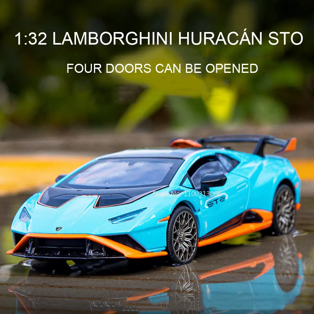 

1:32 Lambor Huracan STO Sports Car Model Diecasts Metal & Toy Vehicles Model Sound And Light Pull Back Collection Toy Gifts