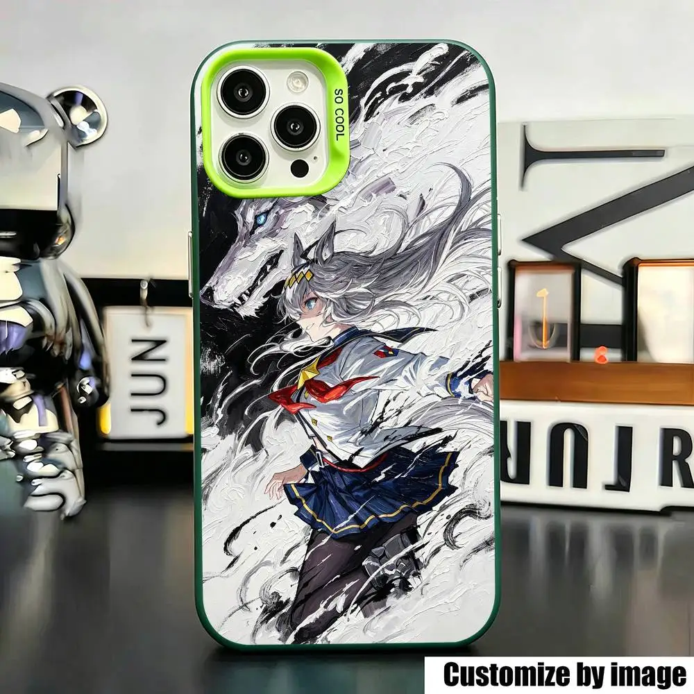Фото Чехол для телефона Oguri C-Cap Uma M-Musume Anime для iPhone 17, 16, 15, 14, 13, 12, 11 Plus, Pro Max, XS, зеленый, с серебряным покрытием внутри №2