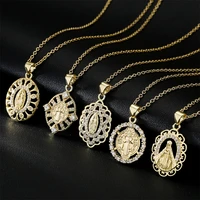 18k gold plated religious pendant copper micro inlaid zircon virgin mary jewelry essentials object object necklace set nezuko