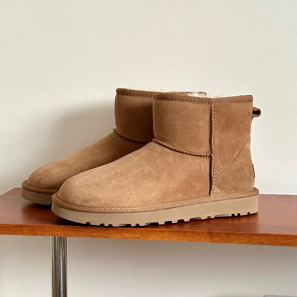 Зимние ботинки женские Tazz Platform Ultra Mini 2024 новые зимние короткие из овчины шерсти