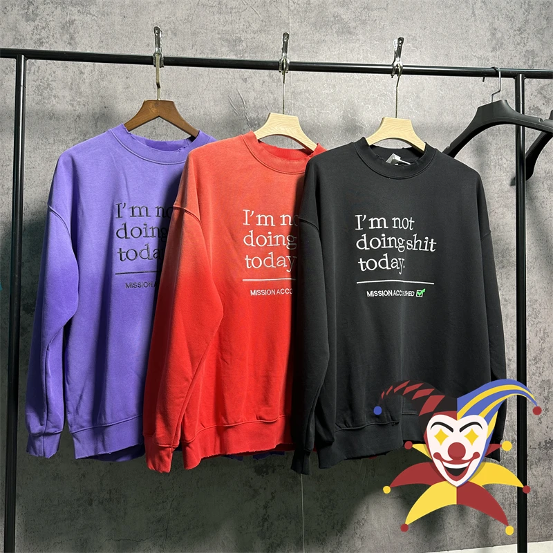 

Embroidery Vetements I Am Not Doing Today Sweatshirts Men Women Tie Dye Gradient Washed VTM Hoodie