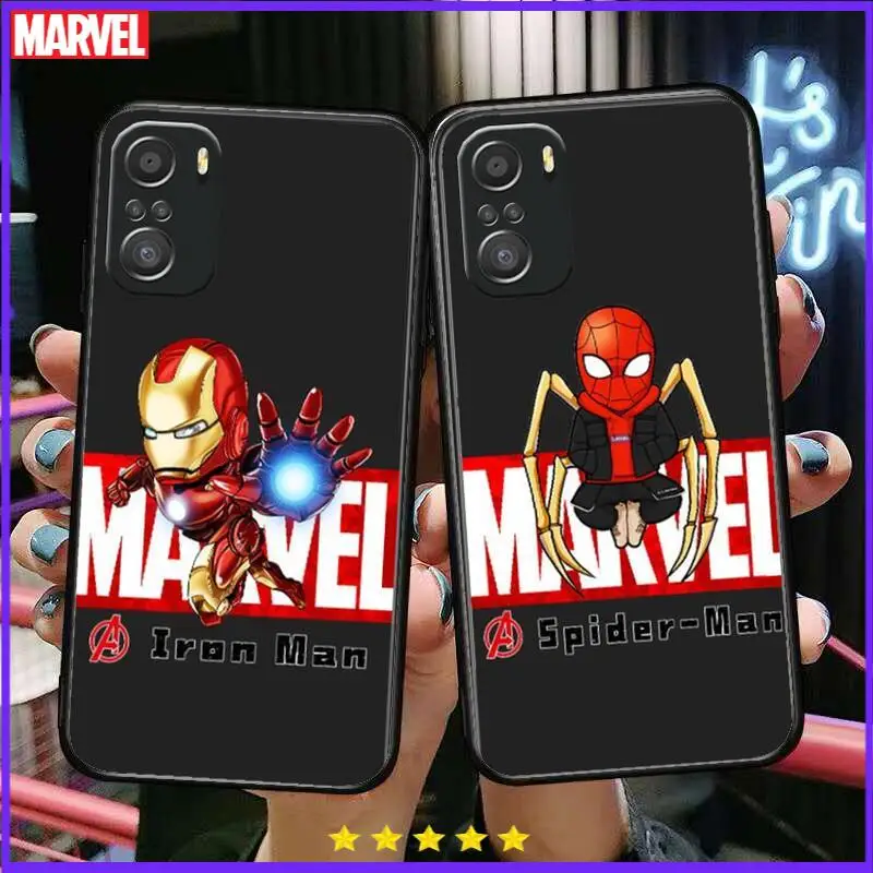 

Spiderman Marvel Phone Case For xiaomi mi 11 Lite pro Ultra 10s 9 8 MIX 4 FOLD 10T 5g Black Cover Silicone Back Prett