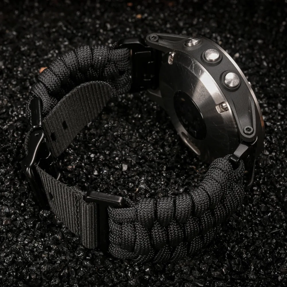 Фото Ремешок для часов HEMSUT для Garmin Quickfit 22/26 мм, нейлоновая оплетка, 550 паракордов, ремешки на запястье, совместимость с Tactix Marq Instinct №5