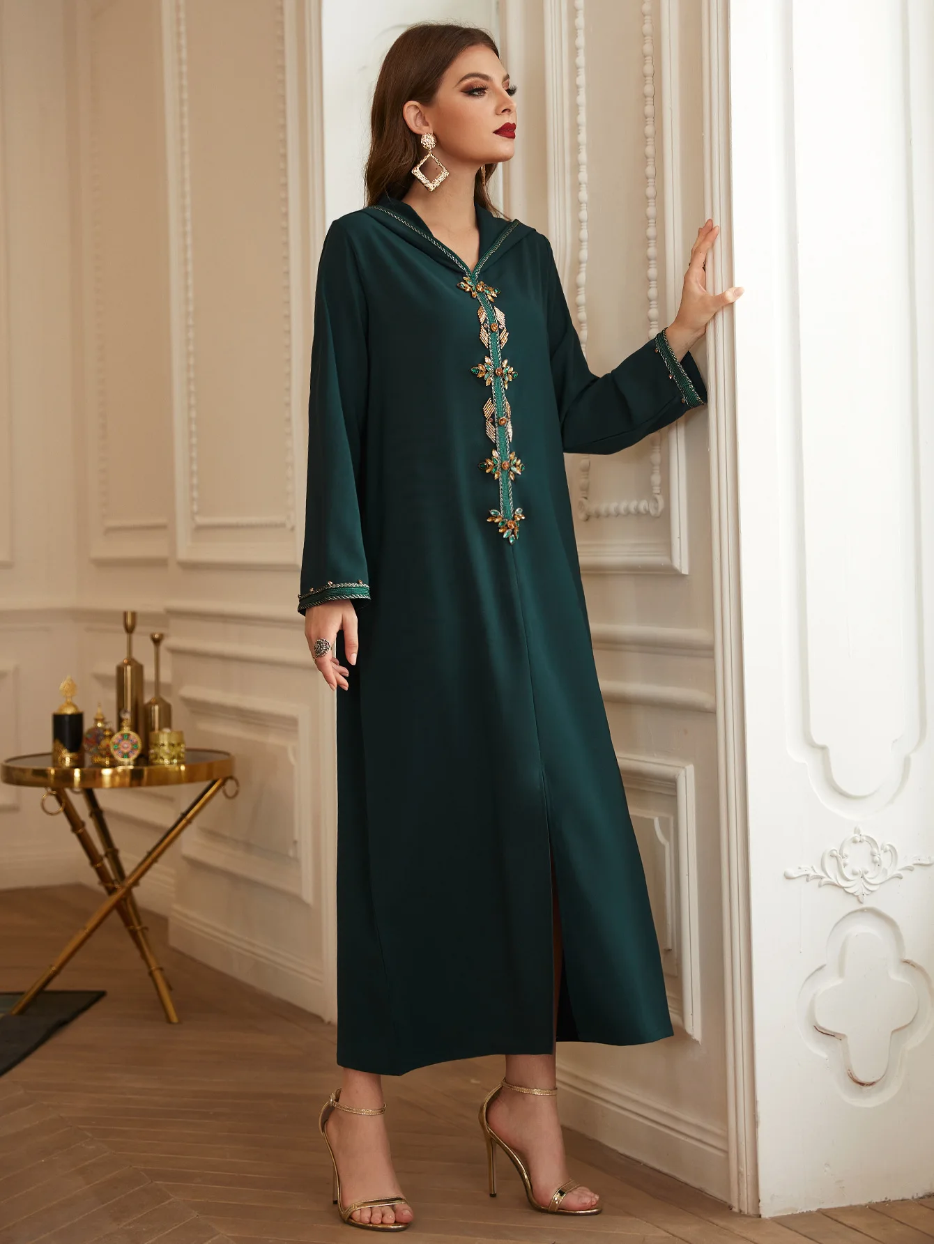 Eid Abaya Dubai Turkey Muslim Dress Diamonds Dresses Islam Hooded Abayas for Women Robe De Soiree Djellaba Femme Kaftan Morocco