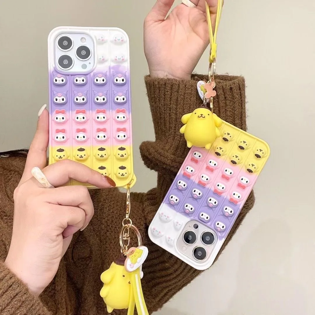 

Sanrio My Melody Kuromi милые декомпрессионные Силиконовые телефонные чехлы для iPhone 13 12 11 Pro Max XR XS MAX X противоударный мягкий чехол для девочек