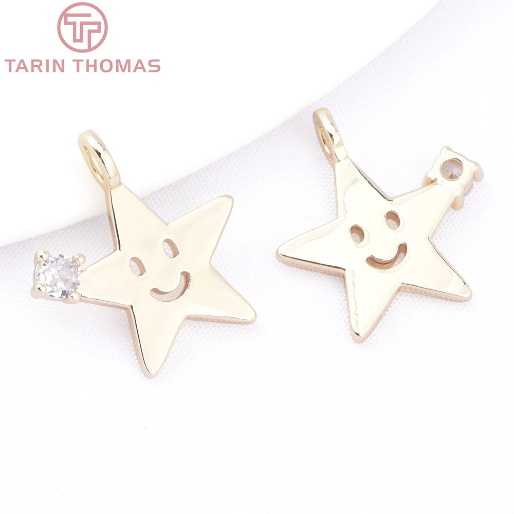 (9316) 24-каратное золото латунь с цирконом подвески в форме луны звезды снежинки