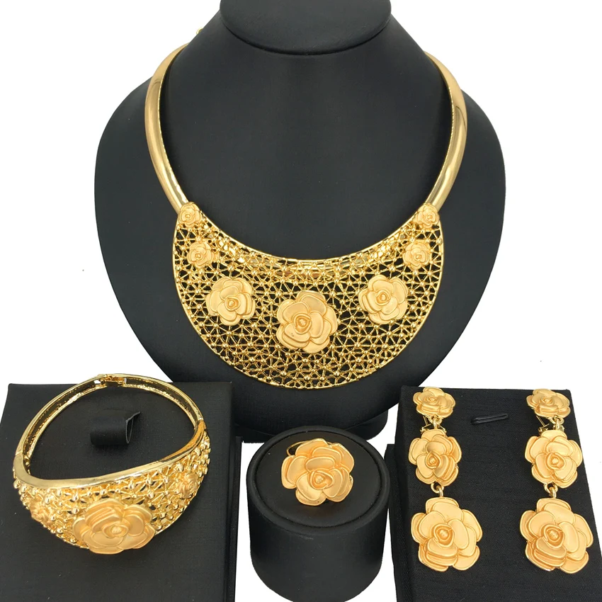 

Yuminglai Big Italian Gold Plated Jewelry African Brazilian Dubai Gold Jewelry Sets For Women Birthday Wedding Gift FHK13802