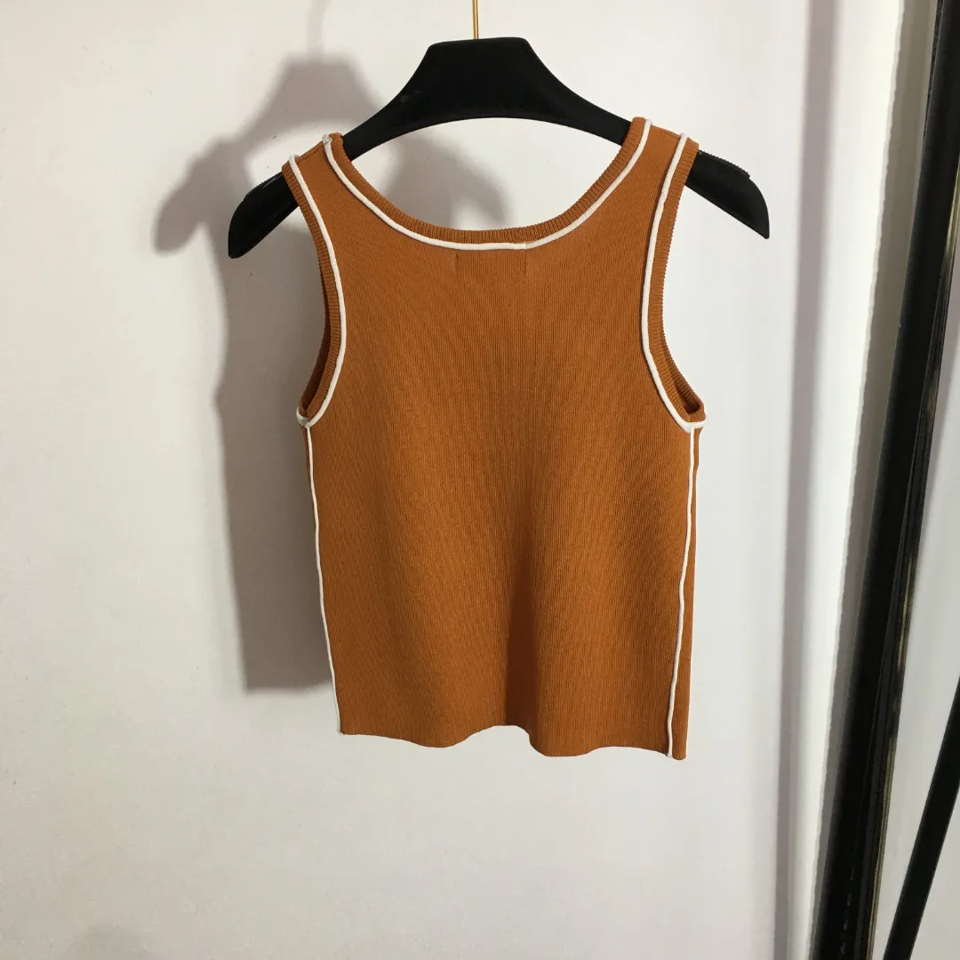 

2023 новые модные женские трикотажные сексуальные майки черные коричневые летние пляжные праздники без рукавов Тонкий эластичный жилет трикотажная одежда YYDS1253