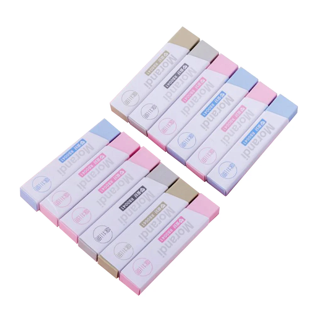 

12Pcs Study Pencil Erasers Portable Strip Erasers Multi-function Kids Erasers (Random Color)