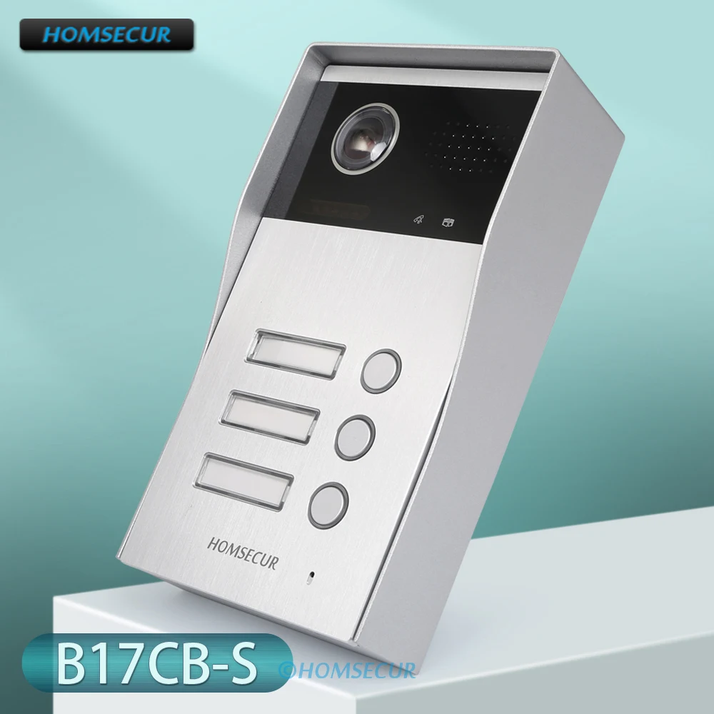 HOMSECUR B17CB-S 2 Core Surface Mount HDK Camera Station Doorbell For 3 Families Video Door Phone Intercom