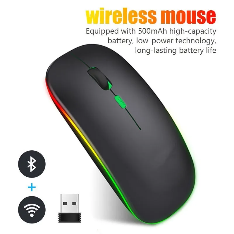 

Office Wirelesss Mouse Rechargeable USB Bluetooth Computer Mouse Ergonomic Silent/Macbook Gaming Mause LED Backlit Optical Mice