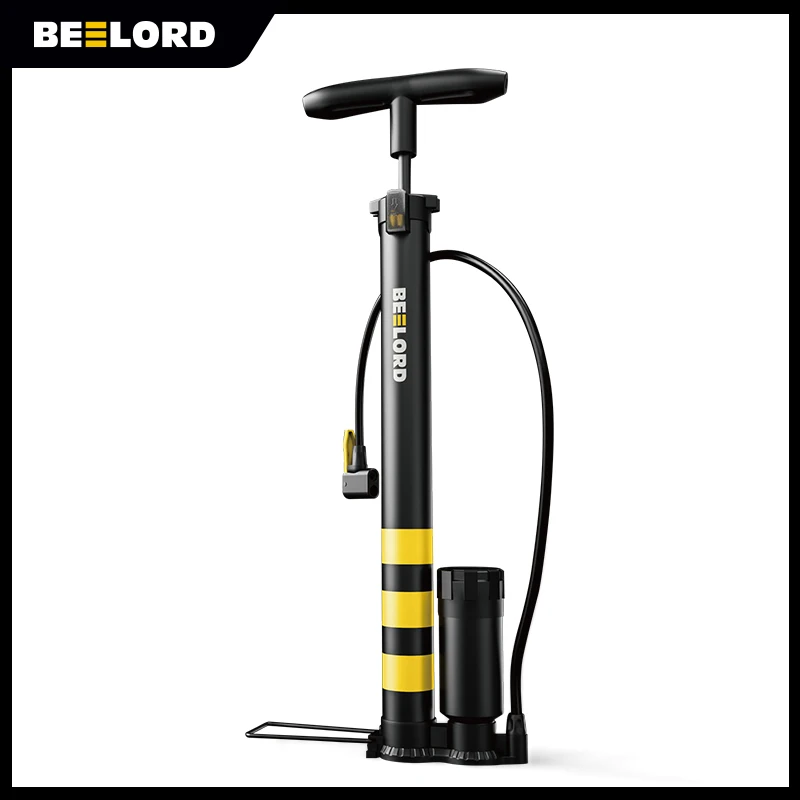 

BEELORD Bike Tire Pump with Pressure Gauge Air Inflator Fits Schrader&Presta Valve Bicycle Floor Pump for MTB Road Cycle Balls