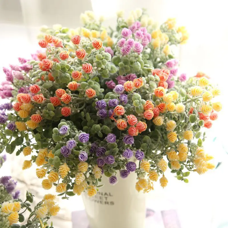 

1 Bouquet Silk Artificial Flower Plastic grass bouquet of artificial flowers Wedding artificial plants for decoration