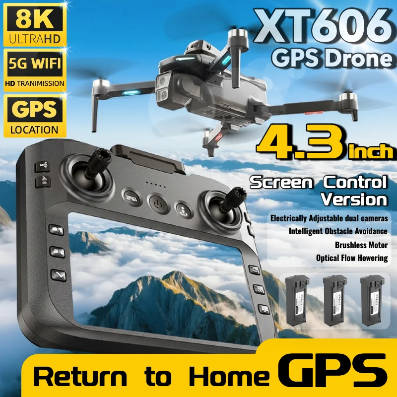 Фото Для Xiaomi XT606 MAX GPS Drone 4k Профессиональная 8K HD камера FPV Wish Screen Drone 360 °   Квадрокоптер для предотвращения препятствий, игрушечный дрон №2