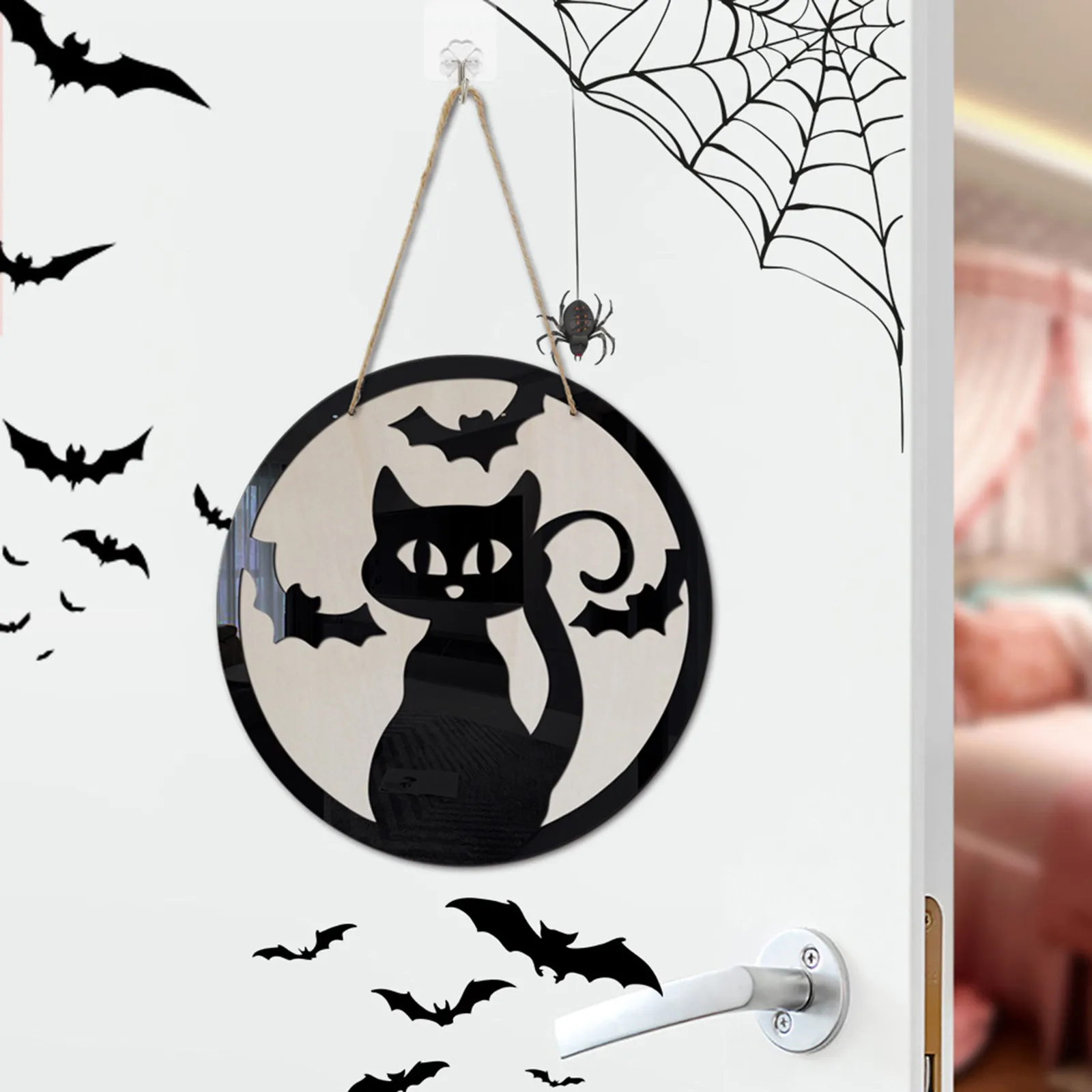 

Дверные подвесные украшения на Хэллоуин, деревянные двери на Хэллоуин, подвесные рождественские мини-шары с красными листьями, зелеными и к...