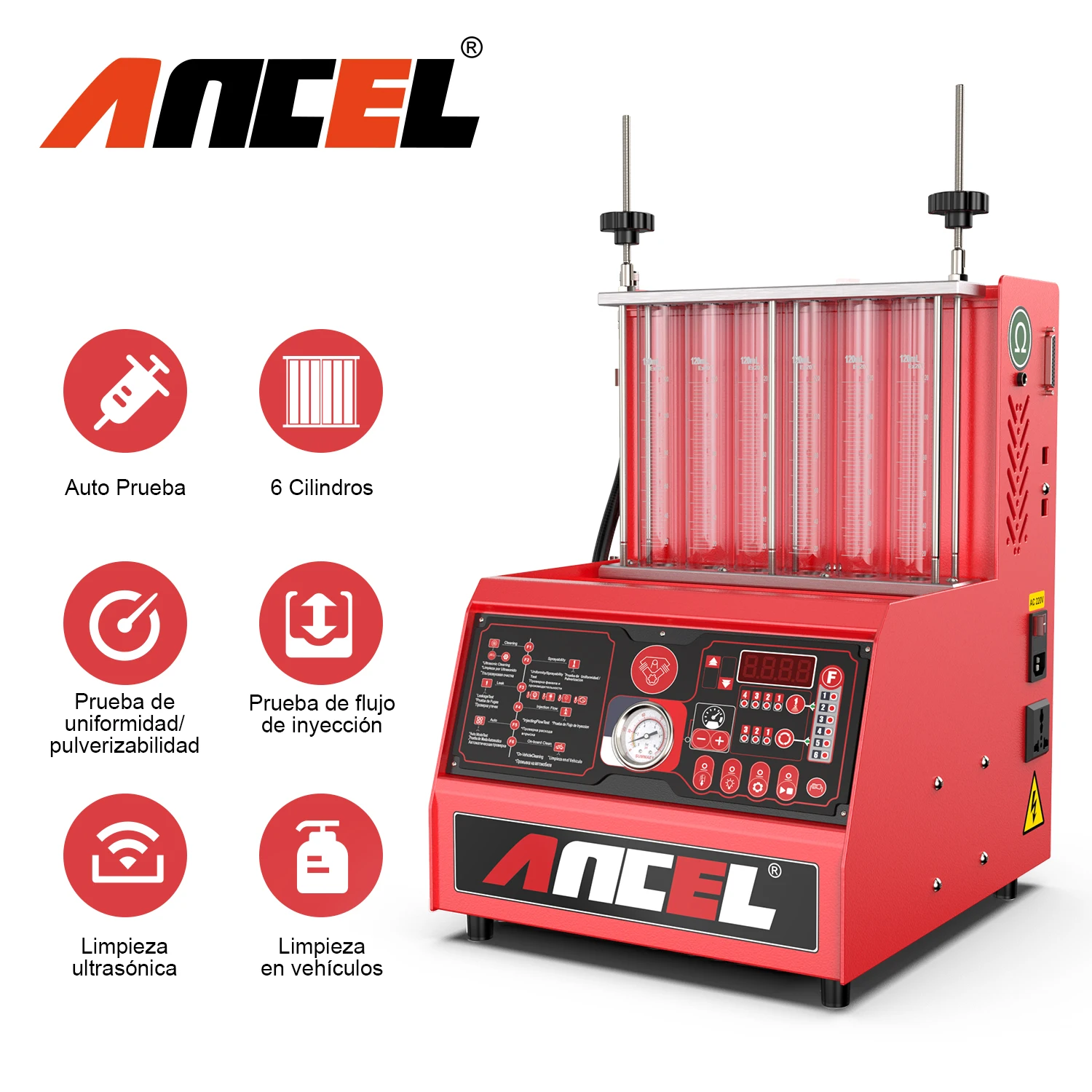 

ANCEL AJ600 Injector Cleaning Machine Fuel System Cleaner Injection Tester 6 Cylinders for Diesel Car 110V & 220V