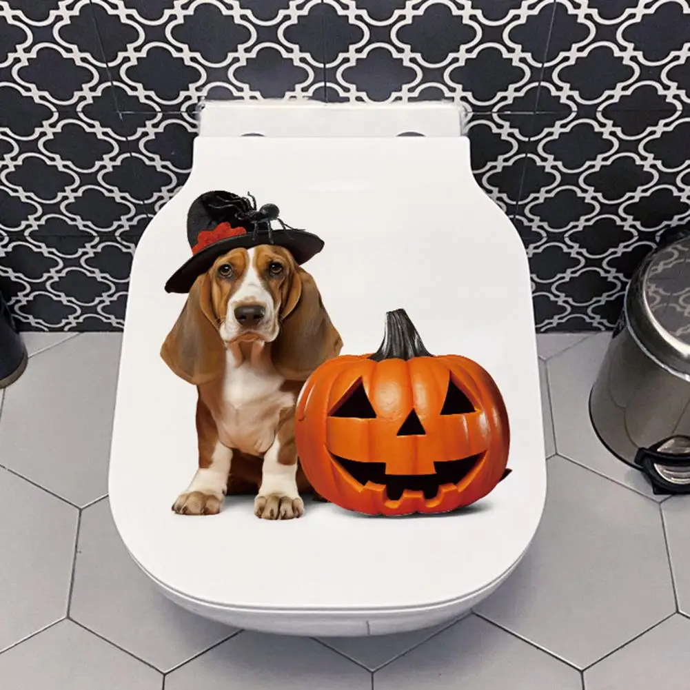 

Wall Decal Spooky Halloween Toilet Decor Self-adhesive Pumpkin Decals for Strong Stickiness Easy Removal Party Decoration Window