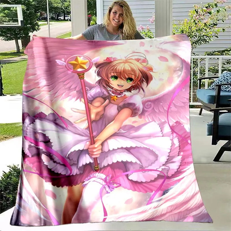 

Card Captor Ying Figure Pink Series Print Blanket Bedroom Living Room Keep Winter Autumn Warm Gifts for Friends and Family